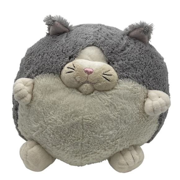 American Mills Squishable Round Cat Giant Plush Stuffed Animal Pillow Gray White - Picture 2 of 7
